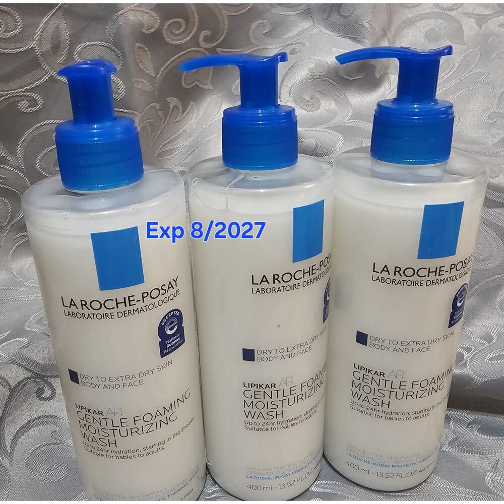 LA ROCHE POSAY LIPIKAR AP+ GENTLE FOAMING MOISTURIZING WASH 13.52 OZ (LOT OF 3)